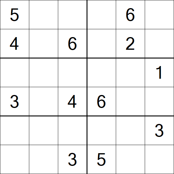 Sudoku 6x6 - Mittel