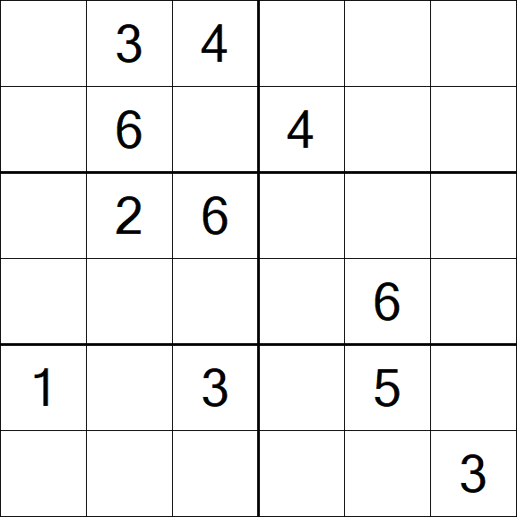 Sudoku 6x6 - Médio