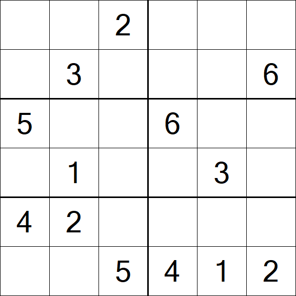 Sudoku 6x6 - Médio