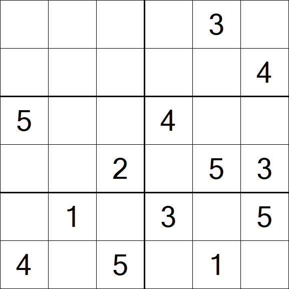 Sudoku 6x6 - Médio