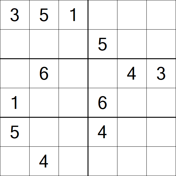 Sudoku 6x6 - Medium