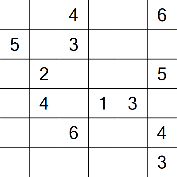 Sudoku 6x6 - Mittel