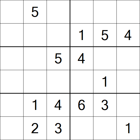 Sudoku 6x6 - Mittel