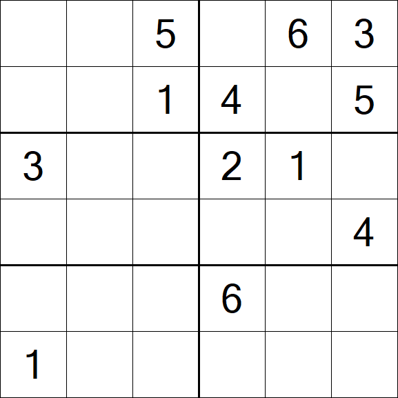 Sudoku 6x6 - Mittel
