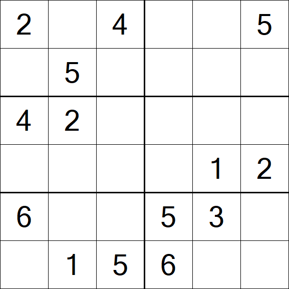 Sudoku 6x6 - Mittel