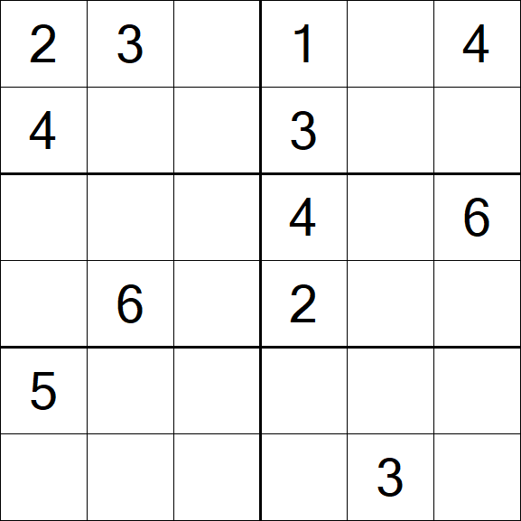 Sudoku 6x6 - Mittel