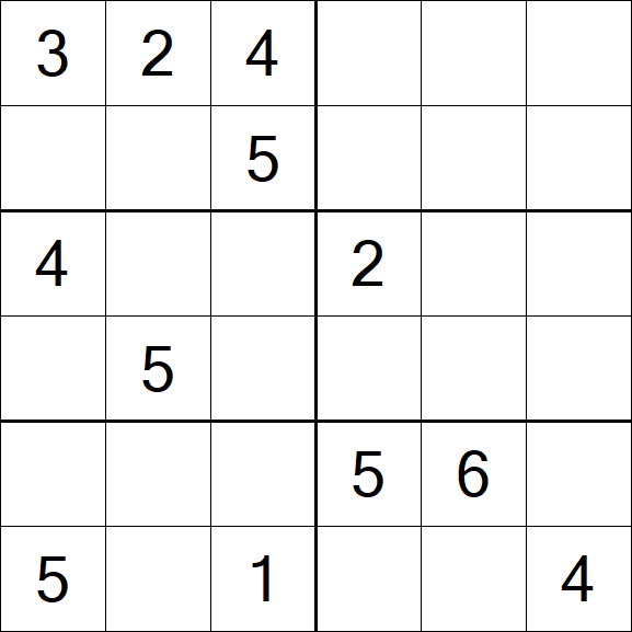 Sudoku 6x6 - Mittel