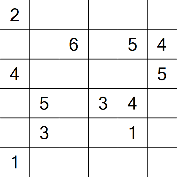 Sudoku 6x6 - Moyen