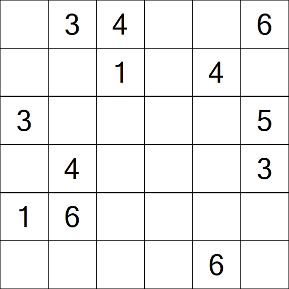 Sudoku 6x6 - Moyen