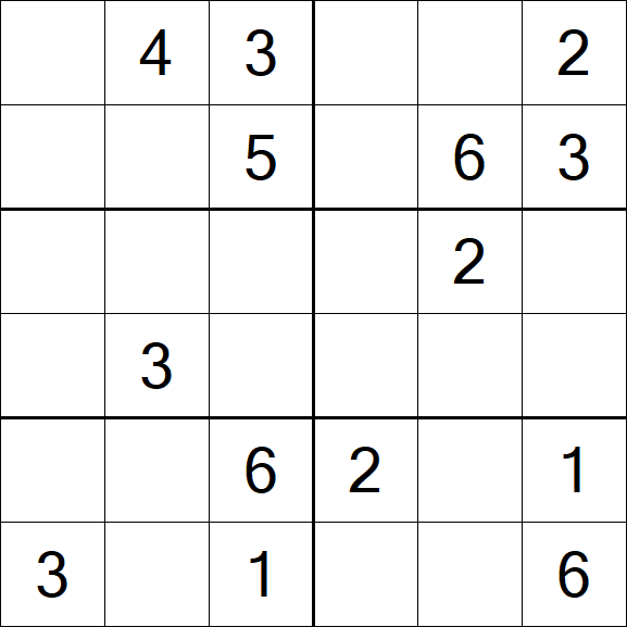 Sudoku 6x6 - Médio