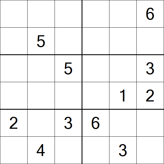 Sudoku 6x6 - Mittel