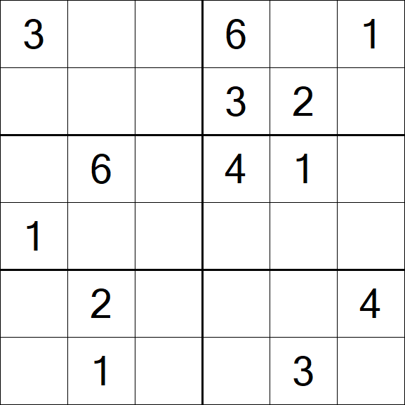 Sudoku 6x6 - Mittel