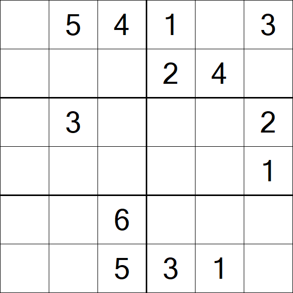 Sudoku 6x6 - Mittel