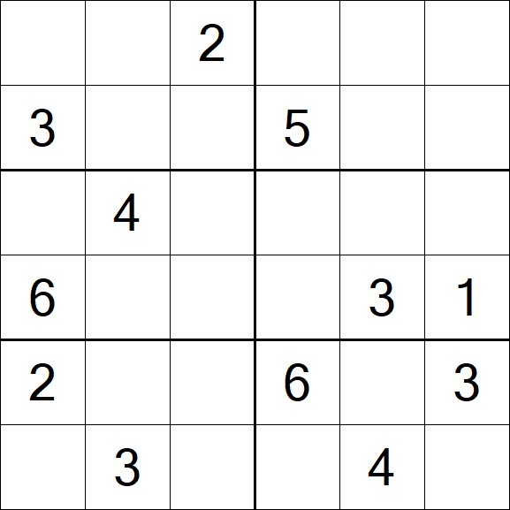 Sudoku 6x6 - Mittel