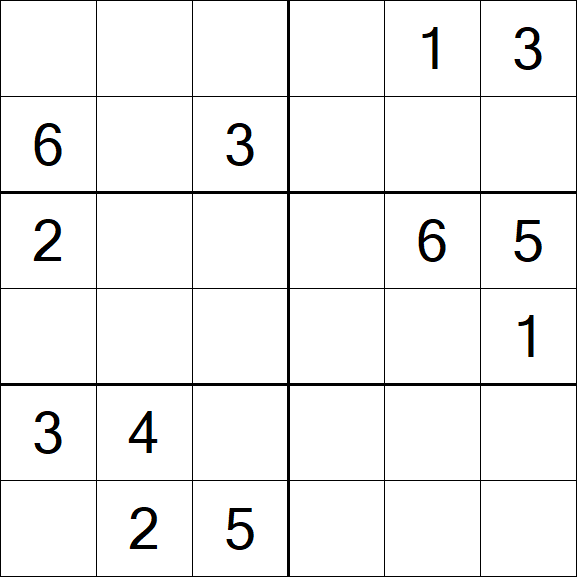 Sudoku 6x6 - Mittel