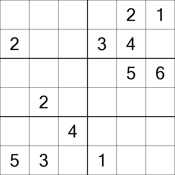 Sudoku 6x6 - Mittel