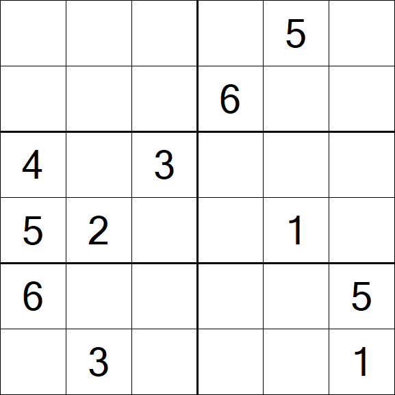 Sudoku 6x6 - Mittel