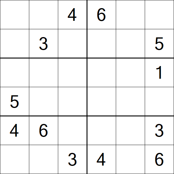Sudoku 6x6 - Mittel