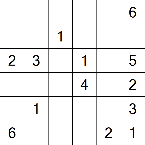 Sudoku 6x6 - Mittel