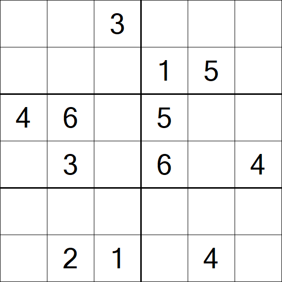 Sudoku 6x6 - Mittel