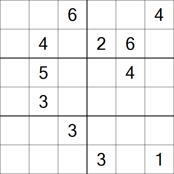 Sudoku 6x6 - Mittel