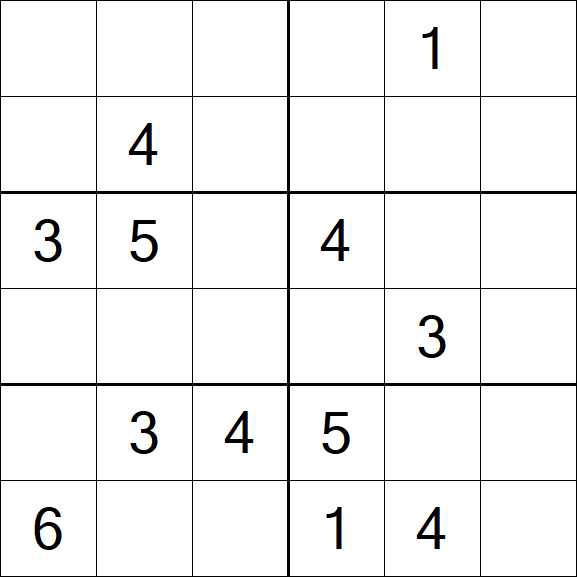 Sudoku 6x6 - Mittel