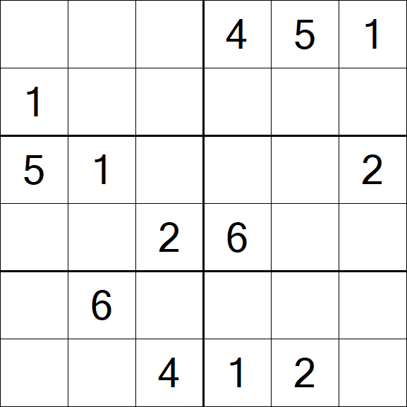 Sudoku 6x6 - Mittel