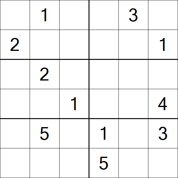 Sudoku 6x6 - Mittel