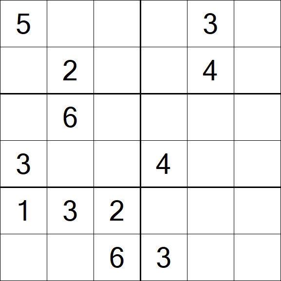 Sudoku 6x6 - Mittel