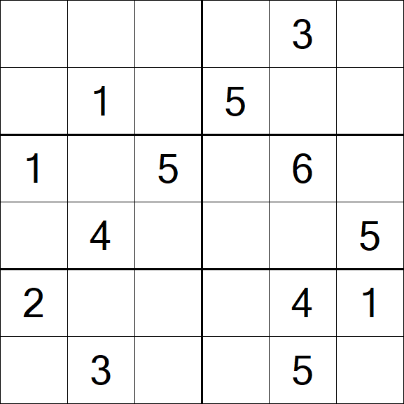 Sudoku 6x6 - Mittel