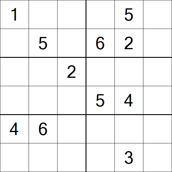 Sudoku 6x6 - Mittel