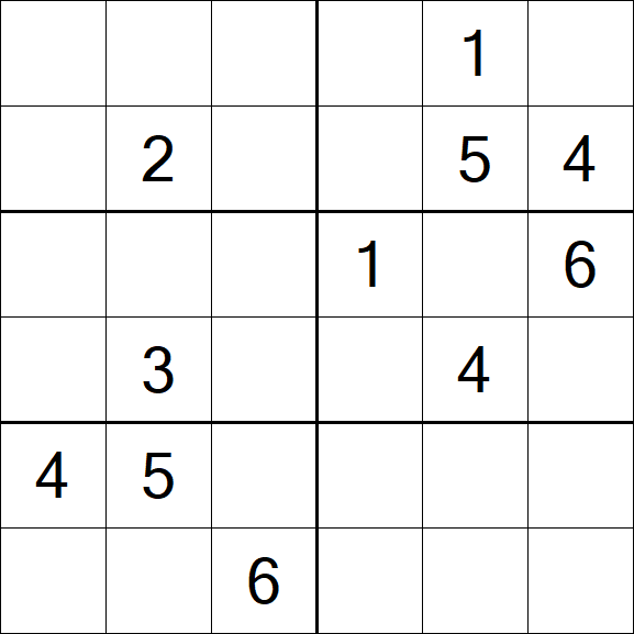 Sudoku 6x6 - Mittel