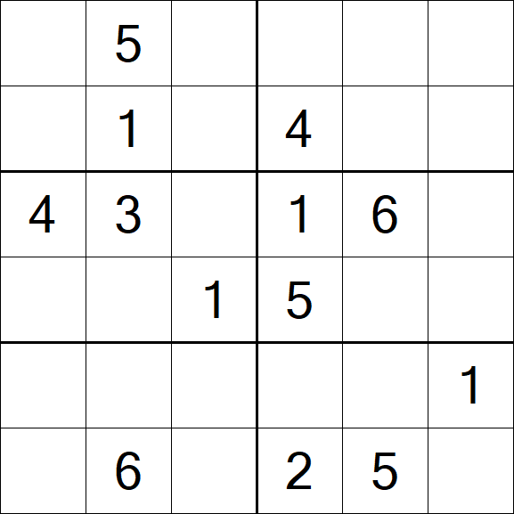 Sudoku 6x6 - Mittel