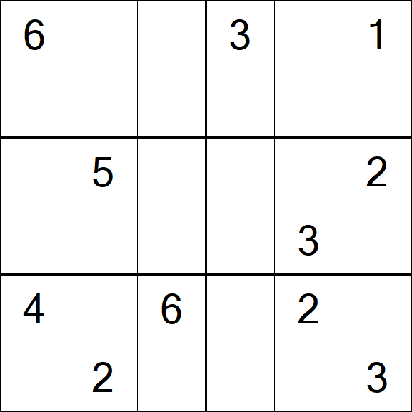 Sudoku 6x6 - Mittel