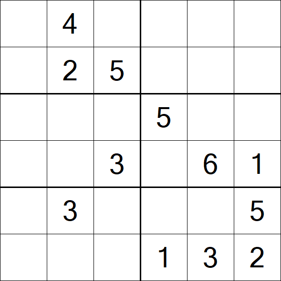 Sudoku 6x6 - Mittel