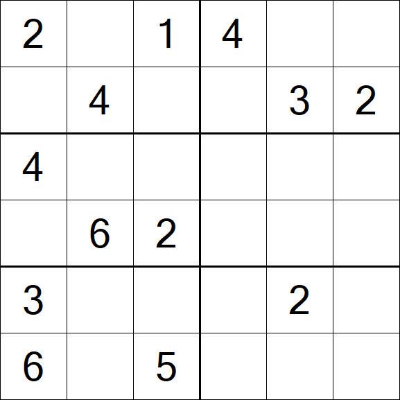 Sudoku 6x6 - Mittel