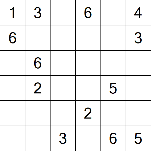 Sudoku 6x6 - Mittel