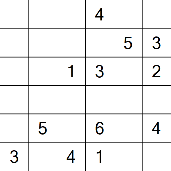Sudoku 6x6 - Mittel
