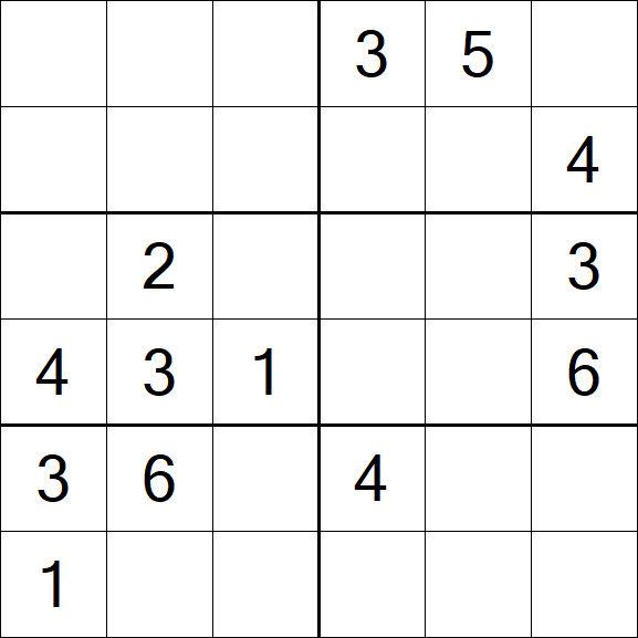 Sudoku 6x6 - Mittel