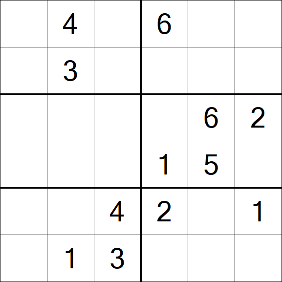 Sudoku 6x6 - Mittel