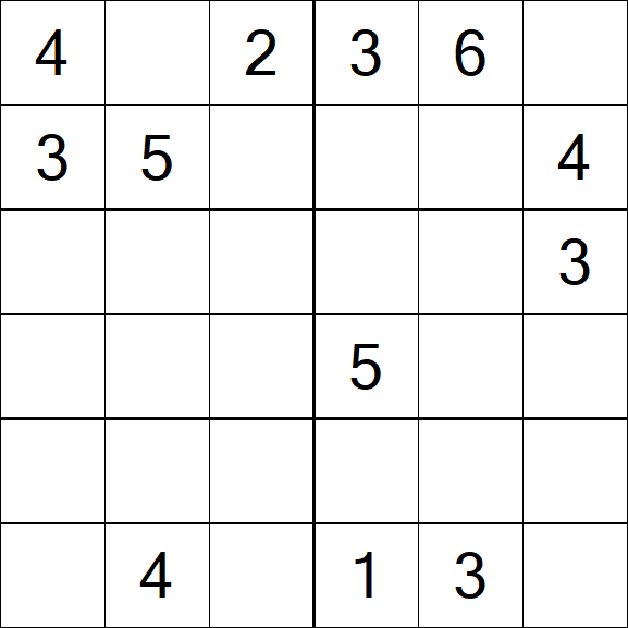 Sudoku 6x6 - Mittel