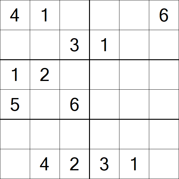 Sudoku 6x6 - Mittel