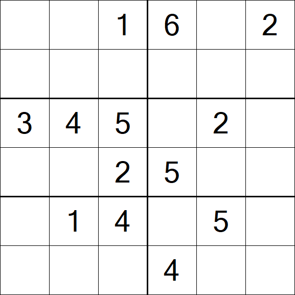 Sudoku 6x6 - Mittel