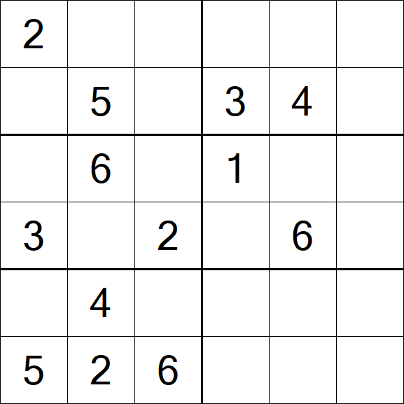 Sudoku 6x6 - Mittel
