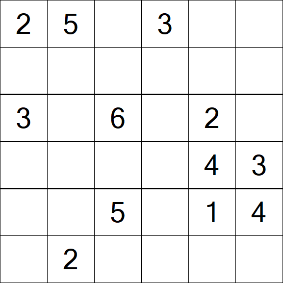 Sudoku 6x6 - Mittel