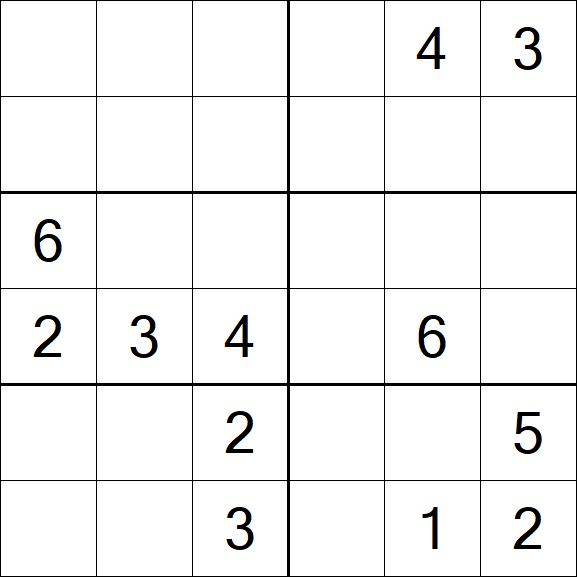Sudoku 6x6 - Mittel