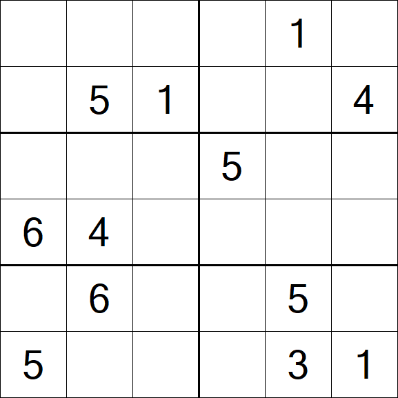 Sudoku 6x6 - Mittel