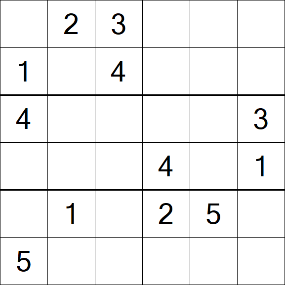 Sudoku 6x6 - Mittel