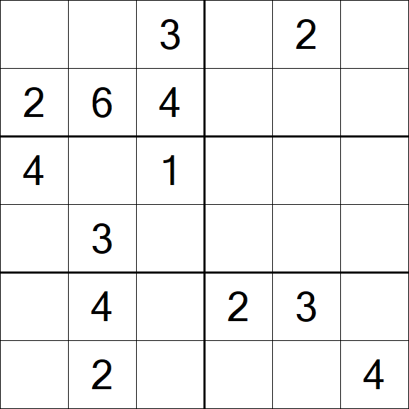 Sudoku 6x6 - Mittel