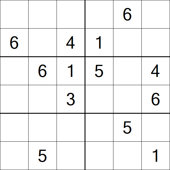 Sudoku 6x6 - Mittel